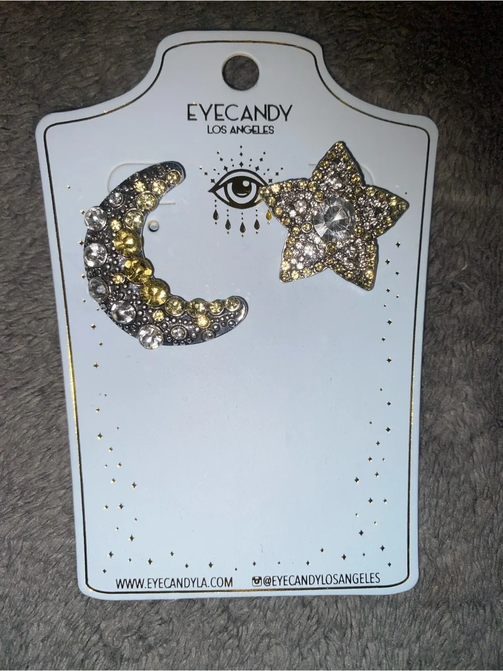 EyeCandy Los Angeles Crescent Moon & Star Rhinestone Earrings $58